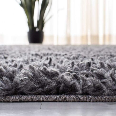 SAFAVIEH August Shag Collection Accent Rug - 2' x 5', Charcoal, Solid Design, Non-Shedding & Easy Care, 1.5-inch Thick Ideal for High Traffic Areas in Entryway, Living Room, Bedroom (AUG200H) in Saudi Arabia