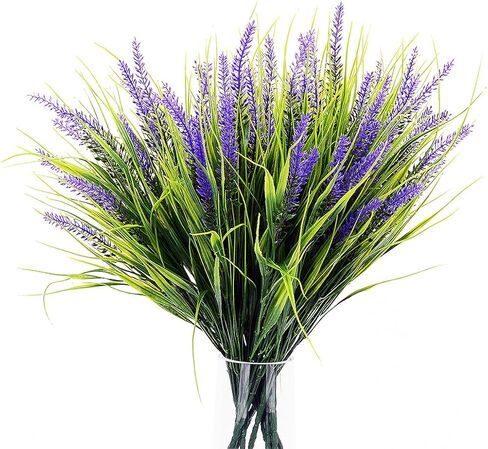 Fake Outdoor Plants 12 Pcs Faux Greenery Plants Artificial Shrubs for Outdoors Fake Plants for Pots (Purple) in Saudi Arabia