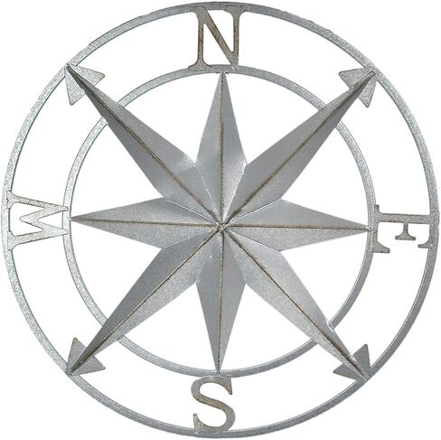Zeckos Black Distressed Metal Nautical Compass Rose Wall Hanging Indoor/Outdoor Sculpture 20 Inches in Diameter in Kuwait