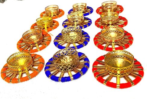 Multi Colour Circle toran Tea Light Holders 12 Pieces in Saudi Arabia