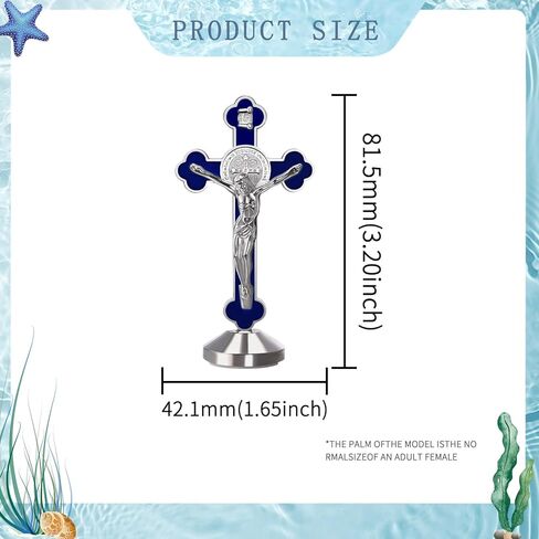 قطعتان من صليب المينا المعدني مقاس 7.62 سم ​​يتوهج في الظلام وسام القديس بنديكت صليب الحائط هدايا دينية، ملصق في الأسفل للالتصاق على سطح الطاولة، أو مذبح السيارة أو المنزل (أزرق) in Kuwait