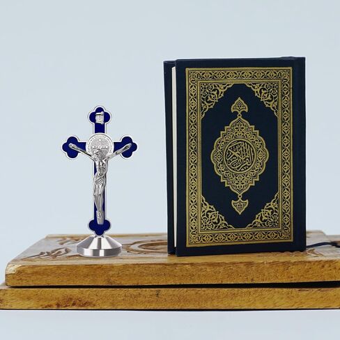 قطعتان من صليب المينا المعدني مقاس 7.62 سم ​​يتوهج في الظلام وسام القديس بنديكت صليب الحائط هدايا دينية، ملصق في الأسفل للالتصاق على سطح الطاولة، أو مذبح السيارة أو المنزل (أزرق) in Kuwait