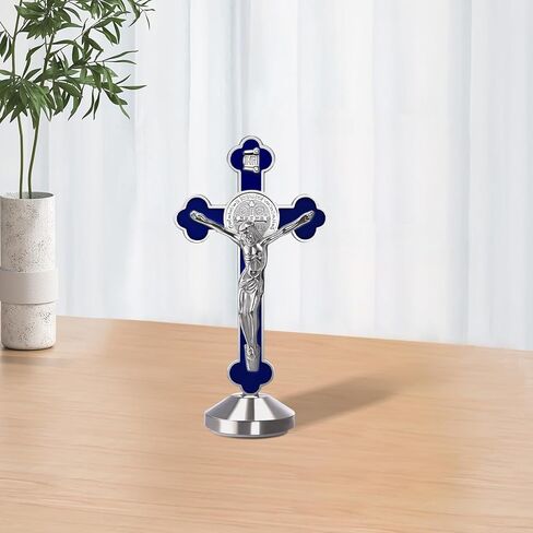 قطعتان من صليب المينا المعدني مقاس 7.62 سم ​​يتوهج في الظلام وسام القديس بنديكت صليب الحائط هدايا دينية، ملصق في الأسفل للالتصاق على سطح الطاولة، أو مذبح السيارة أو المنزل (أزرق) in Kuwait