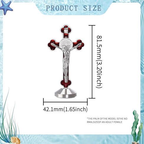 2 Pieces 3 Inch Metal Enamel Standing Crucifix Glow in The Dark Saint Benedict Medal Crucifix Wall Cross Religious Gifts,Sticker on bottom to stick on Table Car Altar in Saudi Arabia