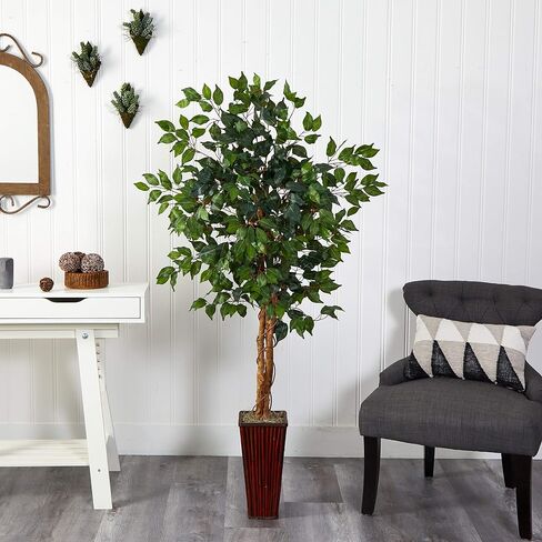 Nearly Natural 5.5ft. Ficus Tree with Bamboo Planter in Saudi Arabia