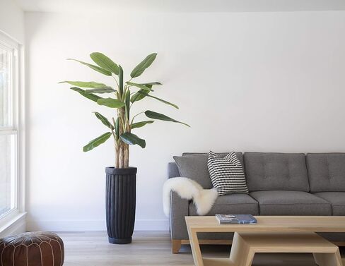 شجرة موز صناعية ذات ملمس حقيقي من Vintage Home بطول 65 بوصة مع زارع من الألياف الحجرية يشبه الخشب البني مقاس 12.8 بوصة (VHX133202) in Saudi Arabia
