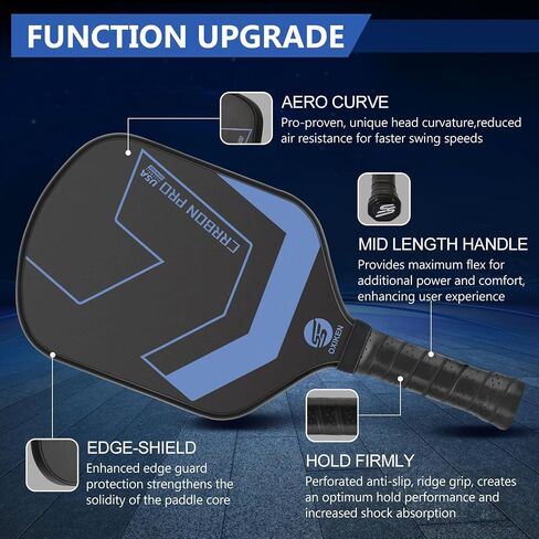 OXIKEN 10/13/16 mm Pickleball Paddles 2024 USAPA Approved T700 Carbon Fiber Pickle Paddle (CFS), High Grit & Spin, Honeycomb Core, 5.5" Elongated Handle, Anti Slip Sweat Absorbing Grip with Cover Case in Saudi Arabia