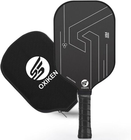 OXIKEN 10/13/16 mm Pickleball Paddles 2024 USAPA Approved T700 Carbon Fiber Pickle Paddle (CFS), High Grit & Spin, Honeycomb Core, 5.5" Elongated Handle, Anti Slip Sweat Absorbing Grip with Cover Case in Saudi Arabia
