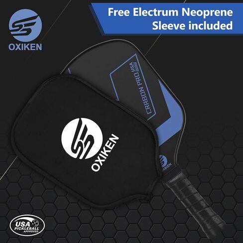 OXIKEN 10/13/16 mm Pickleball Paddles 2024 USAPA Approved T700 Carbon Fiber Pickle Paddle (CFS), High Grit & Spin, Honeycomb Core, 5.5" Elongated Handle, Anti Slip Sweat Absorbing Grip with Cover Case in Saudi Arabia