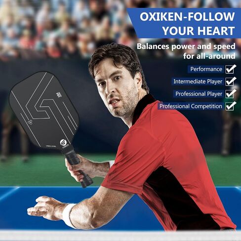 OXIKEN 10/13/16 mm Pickleball Paddles 2024 USAPA Approved T700 Carbon Fiber Pickle Paddle (CFS), High Grit & Spin, Honeycomb Core, 5.5" Elongated Handle, Anti Slip Sweat Absorbing Grip with Cover Case in Saudi Arabia