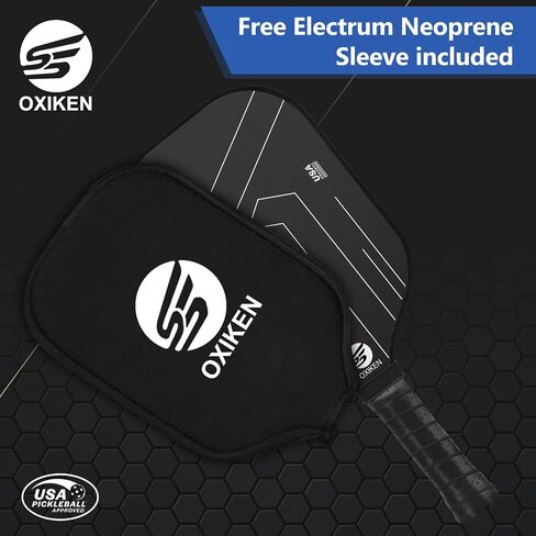 OXIKEN 10/13/16 mm Pickleball Paddles 2024 USAPA Approved T700 Carbon Fiber Pickle Paddle (CFS), High Grit & Spin, Honeycomb Core, 5.5" Elongated Handle, Anti Slip Sweat Absorbing Grip with Cover Case in Saudi Arabia