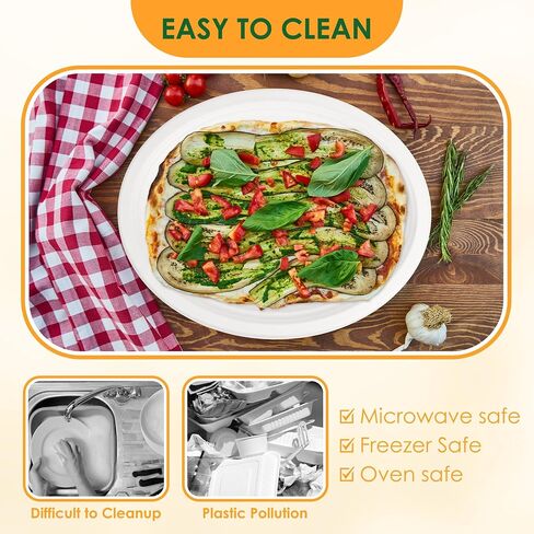 100% Compostable Oval Paper Plates, 12.5Inch 50Pack Disposable Heavy Duty Bagasse Platters Eco-Friendly Biodegradable Sugarcane Plates for BBQ, Party, Picnic - White in Saudi Arabia