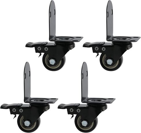 1.57" Caster Wheels Set of 4, L-Shaped Plate Swivel Caster with Brake Side Mount Plate Casters Lockable Mute Wheels Replacement in Saudi Arabia