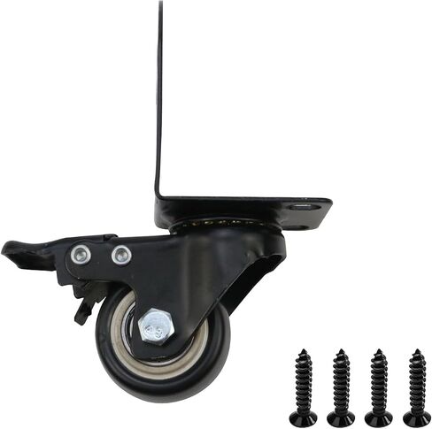 1.57" Caster Wheels Set of 4, L-Shaped Plate Swivel Caster with Brake Side Mount Plate Casters Lockable Mute Wheels Replacement in Saudi Arabia
