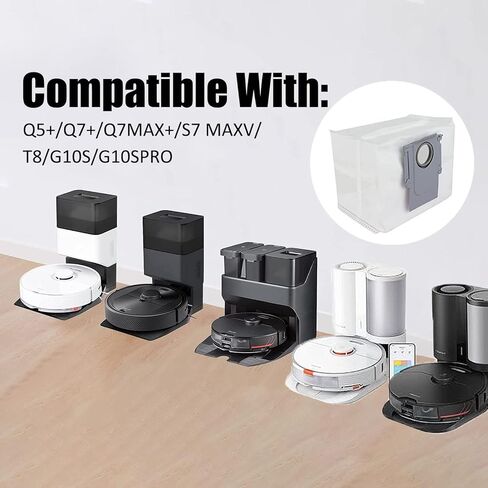 10 قطع أكياس غبار Roborock S7 Maxv Ultra، كيس غبار Roborock قابل لإعادة الاستخدام متوافق مع Roborock Q5/Q5+/Q7/Q7+/Q7 Max+/S7 MAXV/T8/G10S/G10SPRO قاعدة فراغ ذاتية التفريغ، ملحقات Troborock S7 Pro Ultra in Kuwait