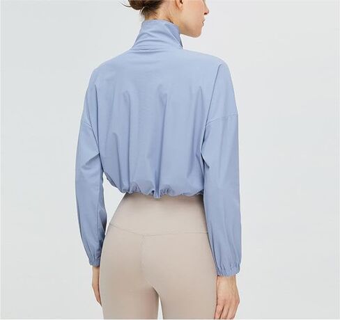 Women's UPF 50+Sunscreen Sports Long Sleeved Short Jacket Yoga Quick Drying Zipper Exercise Shirt in Saudi Arabia