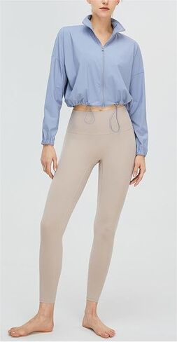 Women's UPF 50+Sunscreen Sports Long Sleeved Short Jacket Yoga Quick Drying Zipper Exercise Shirt in Saudi Arabia