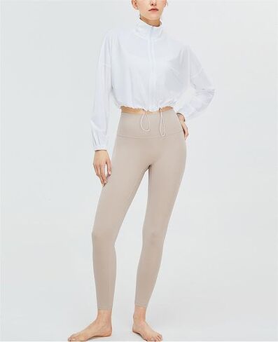 قميص نسائي رياضي بعامل حماية من أشعة الشمس 50+ واقٍ من الشمس بأكمام طويلة، سترة يوغا سريعة الجفاف بسحّاب للتمرين in Kuwait