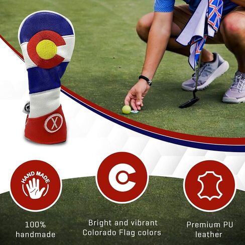 Pins & Aces Colorado Tribute Premium Golf Club Head Cover - Premium, Hand-Made Leather Headcover - CO Flag Styled, Tour Quality Golf Club Cover - Style & Customize Your Golf Bag in Saudi Arabia