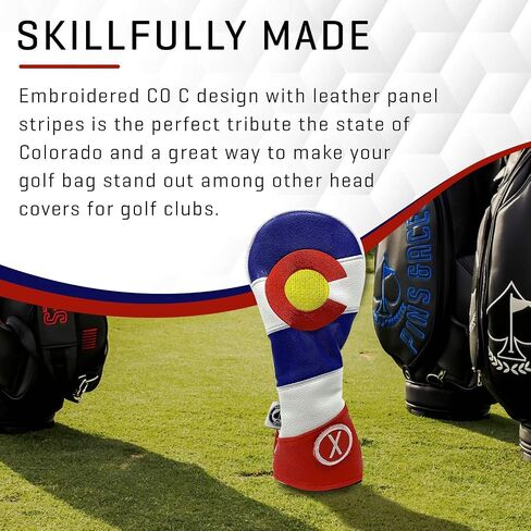 Pins & Aces Colorado Tribute Premium Golf Club Head Cover - Premium, Hand-Made Leather Headcover - CO Flag Styled, Tour Quality Golf Club Cover - Style & Customize Your Golf Bag in Saudi Arabia
