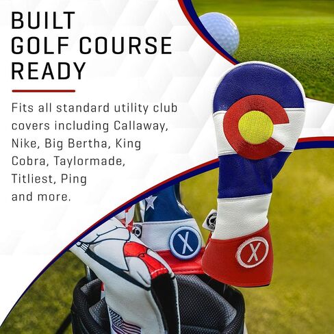 Pins & Aces Colorado Tribute Premium Golf Club Head Cover - Premium, Hand-Made Leather Headcover - CO Flag Styled, Tour Quality Golf Club Cover - Style & Customize Your Golf Bag in Saudi Arabia