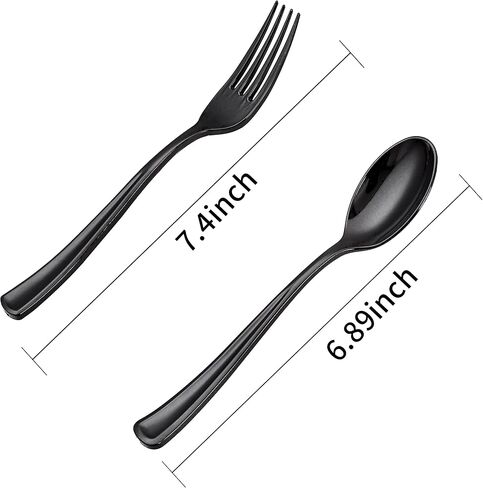 BUCLA 200 Pieces Gold Plastic Silverware - Disposable Gold Utensils - Heavy Duty Plastic Cutlery set- 100 Gold Plastic Forks, 100 Gold Plastic Spoons for Catering, Parties, Dinners, Weddings in Saudi Arabia