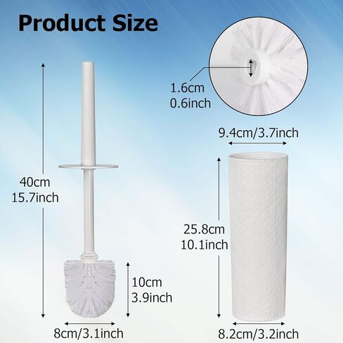 Topsky Toilet Brush,2 Pack Compact Toilet Brush & Holder Set,Plastic Round Barrel Loo Brush with 2 Replacement Toilet Brush Head,Durable for Bathroom Toilet,White in Saudi Arabia
