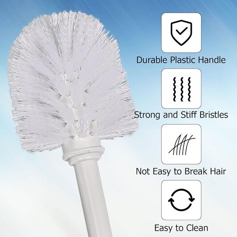 Topsky Toilet Brush,2 Pack Compact Toilet Brush & Holder Set,Plastic Round Barrel Loo Brush with 2 Replacement Toilet Brush Head,Durable for Bathroom Toilet,White in Saudi Arabia