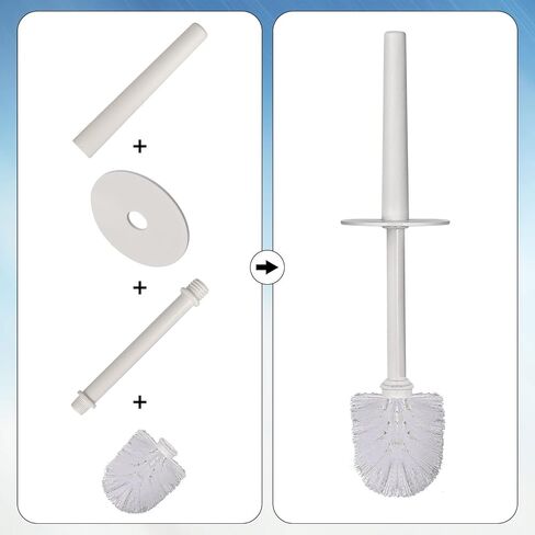 Topsky Toilet Brush,2 Pack Compact Toilet Brush & Holder Set,Plastic Round Barrel Loo Brush with 2 Replacement Toilet Brush Head,Durable for Bathroom Toilet,White in Saudi Arabia