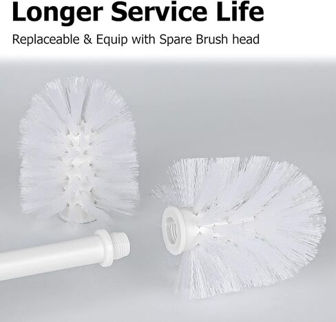 Topsky Toilet Brush,2 Pack Compact Toilet Brush & Holder Set,Plastic Round Barrel Loo Brush with 2 Replacement Toilet Brush Head,Durable for Bathroom Toilet,White in Saudi Arabia