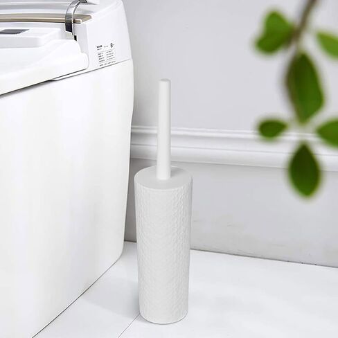 فرشاة تواليت توبسكي، مجموعة من فرشتي تواليت مدمجة وحامل، فرشاة مرحاض دائرية بلاستيكية مع رأسين بديلين لفرشاة المرحاض، متينة للحمام، أبيض in Kuwait