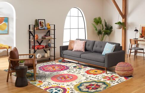 SAFAVIEH Monaco Collection Runner Rug - 2'2" x 6', Ivory & Multi, Boho Floral Design, Non-Shedding & Easy Care, Ideal for High Traffic Areas in Living Room, Bedroom (MNC233A) in Saudi Arabia
