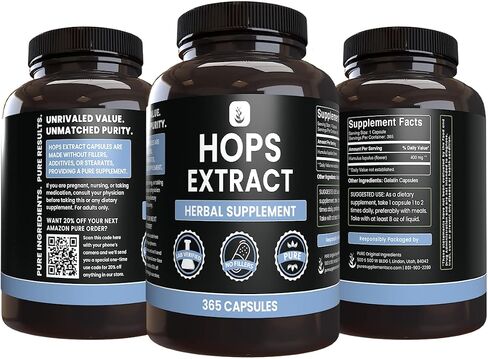 Pure Original Ingredients Hops Extract (365 Capsules) No Magnesium Or Rice Fillers, Always Pure, Lab Verified in Saudi Arabia