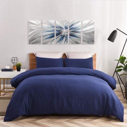 RICHSPACE ARTS Contemporary Metal Wall Art Blue and Silver Modern Sculpture Decor for Living Room 3d Flower Aluminum Artwork for Home and Office Farmhouse Style in Saudi Arabia