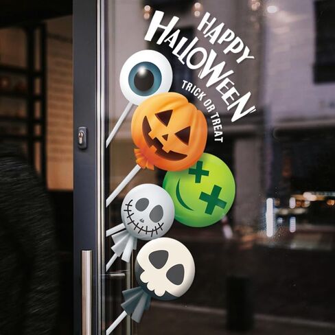 Halloween Window Clings, Halloween Window Decorations Halloween Window Stickers Decals Cute Pumpkin Ghost Candy Halloween Window Decor for Halloween Party Supplies in Saudi Arabia