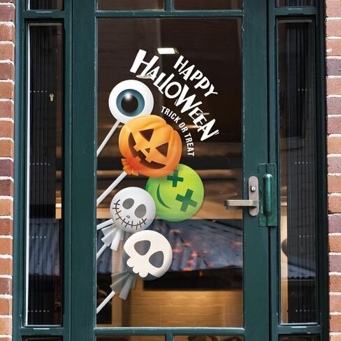 Halloween Window Clings, Halloween Window Decorations Halloween Window Stickers Decals Cute Pumpkin Ghost Candy Halloween Window Decor for Halloween Party Supplies in Saudi Arabia