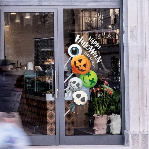 Halloween Window Clings, Halloween Window Decorations Halloween Window Stickers Decals Cute Pumpkin Ghost Candy Halloween Window Decor for Halloween Party Supplies in Saudi Arabia