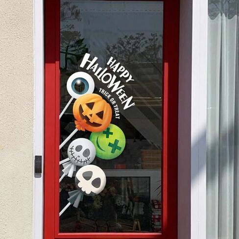 Halloween Window Clings, Halloween Window Decorations Halloween Window Stickers Decals Cute Pumpkin Ghost Candy Halloween Window Decor for Halloween Party Supplies in Saudi Arabia