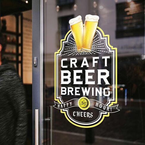 Craft Beer Brewing Window Decals Window Clings, for Shopwindow Fridge Stickers Beer House Decorations (16.1x24.7 C) in Saudi Arabia