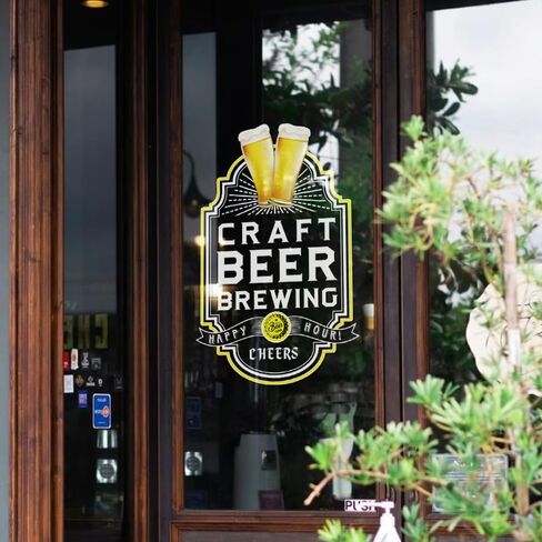 Craft Beer Brewing Window Decals Window Clings, for Shopwindow Fridge Stickers Beer House Decorations (16.1x24.7 C) in Saudi Arabia