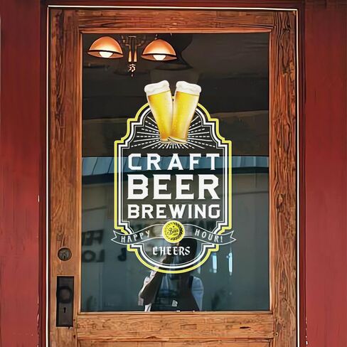 Craft Beer Brewing Window Decals Window Clings, for Shopwindow Fridge Stickers Beer House Decorations (16.1x24.7 C) in Saudi Arabia