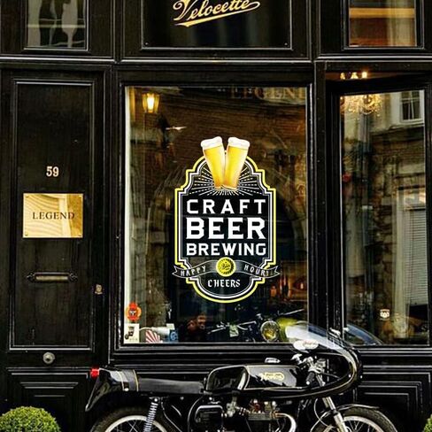 Craft Beer Brewing Window Decals Window Clings, for Shopwindow Fridge Stickers Beer House Decorations (16.1x24.7 C) in Saudi Arabia