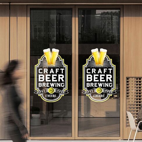 Craft Beer Brewing Window Decals Window Clings, for Shopwindow Fridge Stickers Beer House Decorations (16.1x24.7 C) in Saudi Arabia