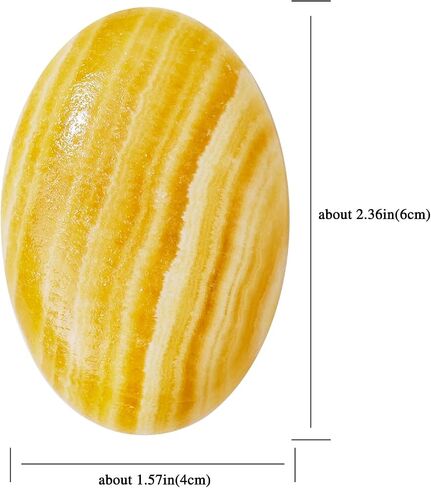 Runyangshi Natural Yellow Calcite Crystal Palm Play Stone Polishing Thumb Worry Stone Healing & Calming Worry Stone Polished Healing Crystal Stone for Relieve Anxiety Stress in Saudi Arabia