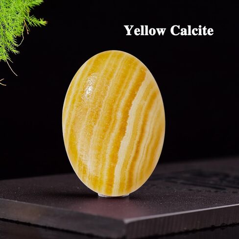 Runyangshi Natural Yellow Calcite Crystal Palm Play Stone Polishing Thumb Worry Stone Healing & Calming Worry Stone Polished Healing Crystal Stone for Relieve Anxiety Stress in Saudi Arabia
