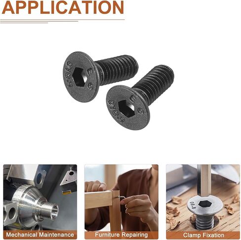M3-0.5x8mm مسامير غطاء مقبس الرأس المسطح، 20 حزمة مسامير رأس مسطحة مقبس سداسية أكسيد الكربون الصلب الأسود، خيط كامل، مسامير غاطسة in Kuwait