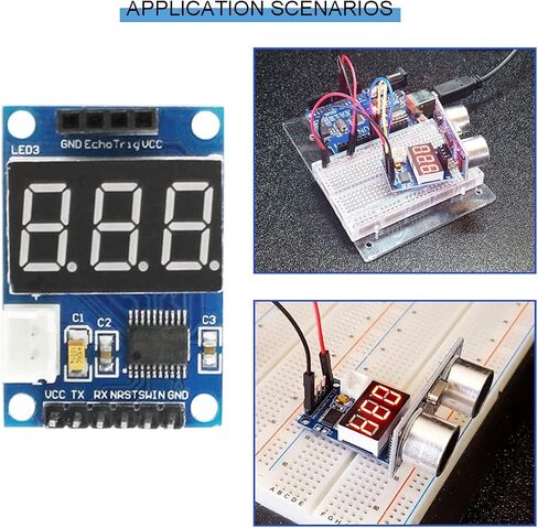 2 pcs HC-SR04P/SR04 Ultrasonic Sensor ranging Display Module 5V Test Board Display Range Finder LED Display Module with Dupont Cable for Arduino Robot in Saudi Arabia