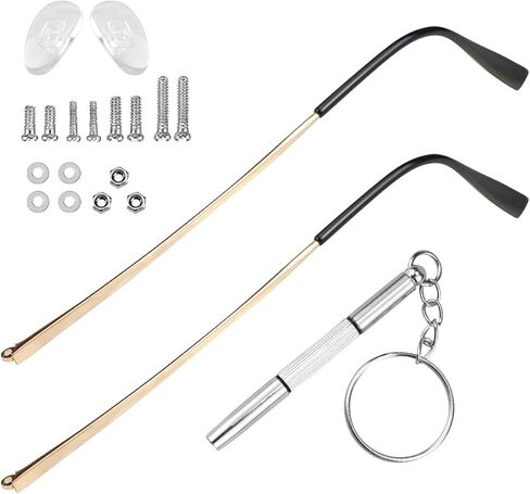 زوج واحد من أذرع استبدال النظارات المعدنية، استبدال ذراع أرجل النظارات العالمية - أرجل أذرع النظارات، براغي، غسالات لولبية، هيكل بديل للنظارات المعدنية لإصلاح النظارات in Kuwait