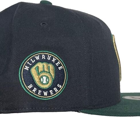Milwaukee Brewers Captain Sure Shot Snapback Cap - MLB Flat Bill, Adjustable 2-Tone Hat Green in Saudi Arabia