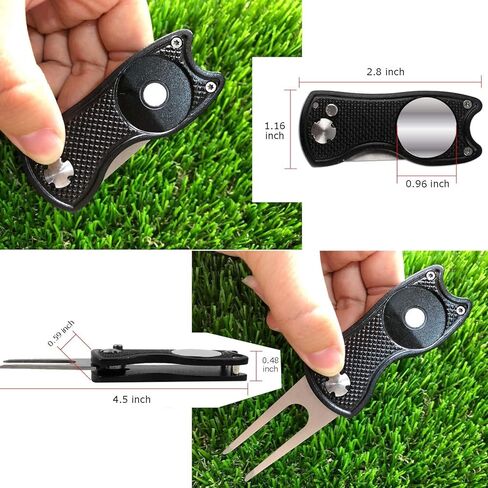 منشفة جولف من الألياف الدقيقة ثلاثية الطي، فرشاة نادي الجولف مع منظف الأخدود، أداة إصلاح معدنية قابلة للطي، مبراة أخدود نادي الجولف، مجموعة هدايا إكسسوارات الجولف (5 في 1) in Kuwait